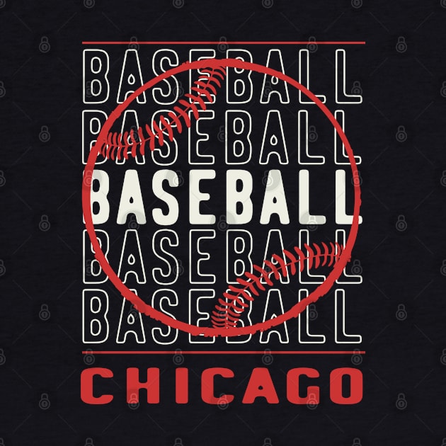 Baseball Chicago (Red text) by tropicalteesshop